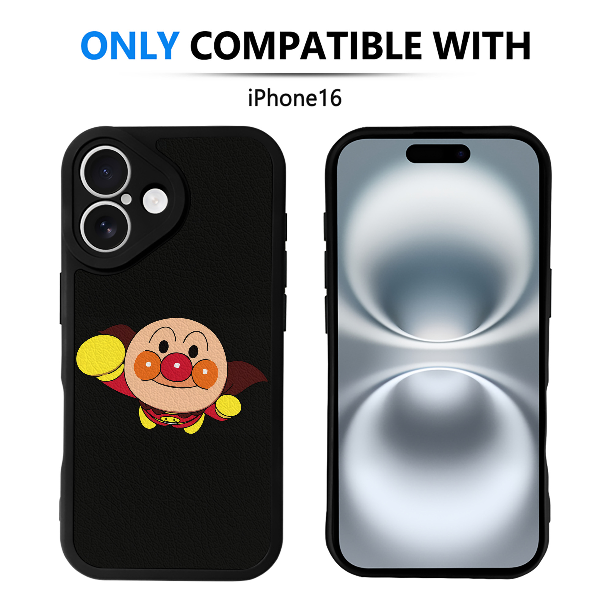 （画像用） アンパンマン Anpanman 【iPhone 16シリーズ対応】シリコンスマホケース（レザー調） 材質：シリコン